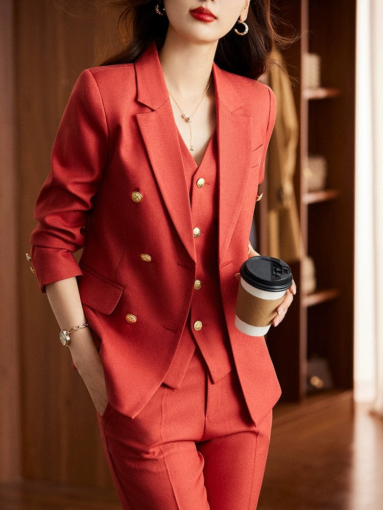 SHOWLU FASHION women's double-breasted business suit vest, mid-length, tailored workwear with a professional, elegant design.