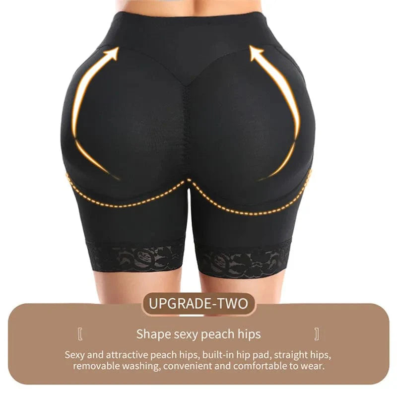 Showlu Women's Butt Lifter Shapewear Shorts with firm control, enhancing hips and waist, body shaper for slimming and shaping.