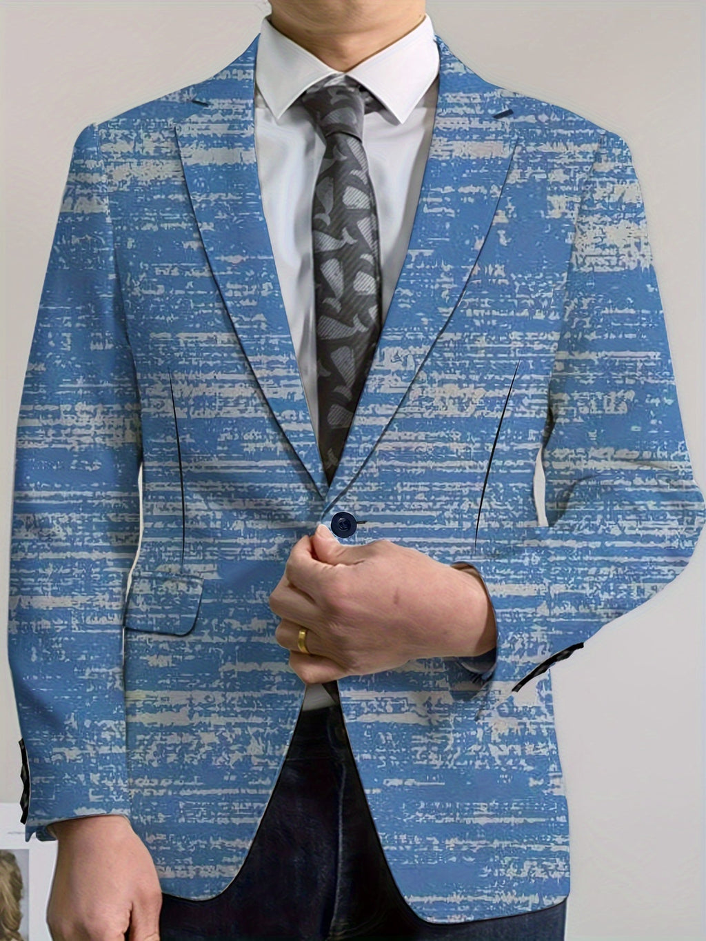 SHOWLU Men's regular fit party blazer with animal print pattern and notched lapel, stylish and tailored for formal occasions