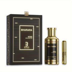 Balala Golden Men's Luxury Perfume - Citrus Amber Woody Scent, Long-Lasting Day & Night Fragrance, Elegant Golden Design, 3.4oz (100ml) Lead-Free BPA-Free Bottle, Business Style Advanced Packaging, Sophisticated Design