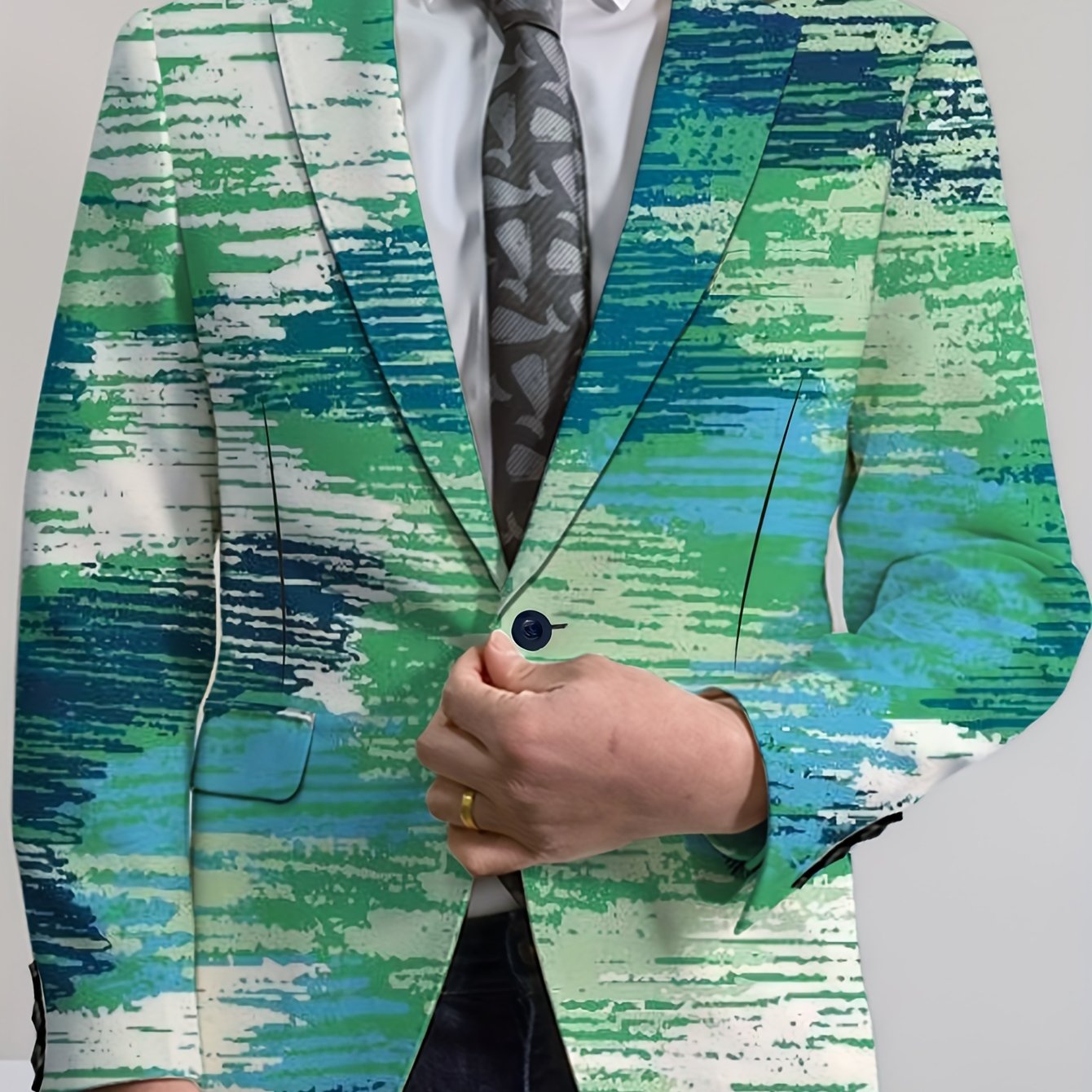SHOWLU Men's regular fit party blazer with animal print and notched lapel, stylish men's blazer for formal and party wear.