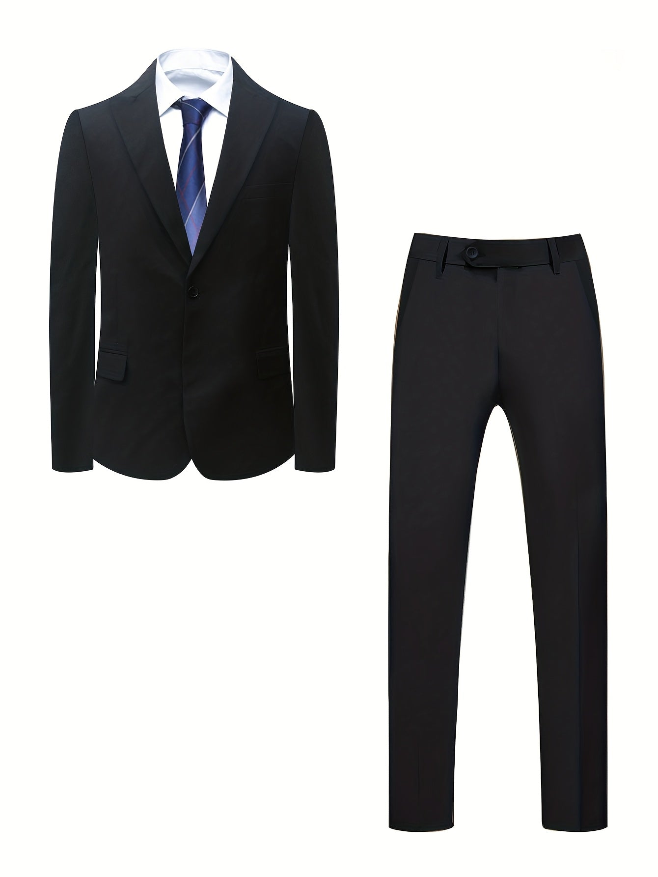 SHOWLU Men's solid color two-piece suit with regular fit, featuring a tailored blazer and matching trousers for business or formal wear.
