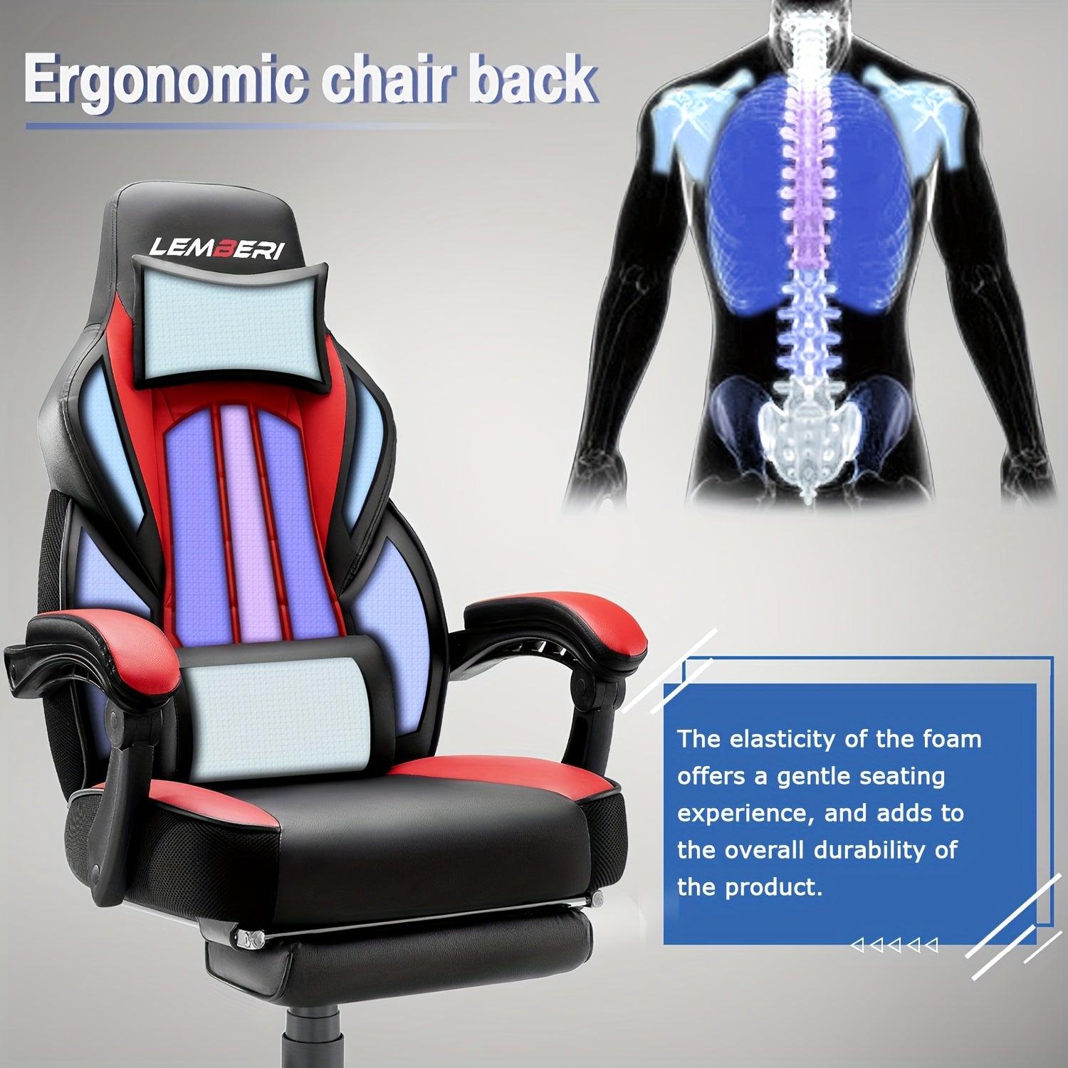 Big and tall SHOWLU FASHION STORE gaming chair with footrest, sturdy design, black upholstery, and adjustable features for comfort.