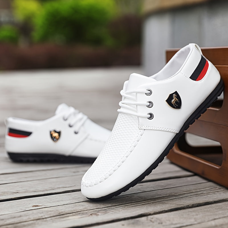 Black men's formal shoes by KOONEXY with lace-up design, crafted from durable PU leather for business and dress occasions.