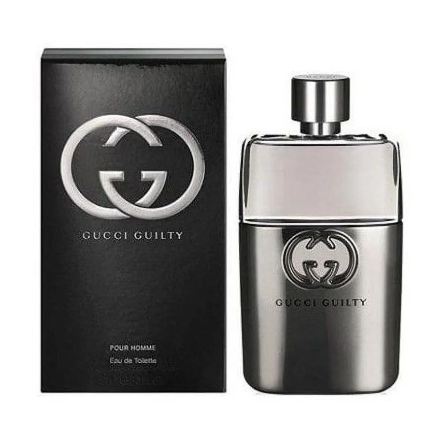 Gucci Guilty Pour Homme men's eau de toilette spray, 3 oz, with sleek bottle and modern design, ideal for men's cologne.