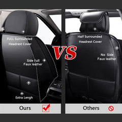 w/Pillows 5 Seats Cover For Car Faux Leather Waterproof Full Surrounded Front Rear Seat Cushion Protector Universal fit