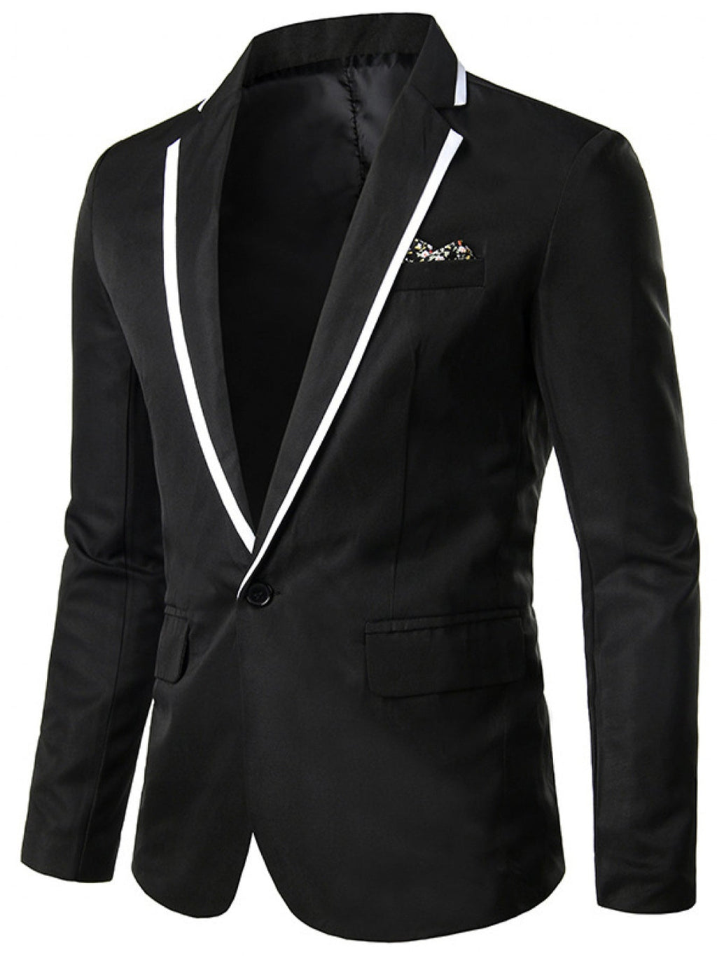 Men's solid color casual lapel jacket made of polyester, stylish outerwear from SHOWLU FASHION STORE, displayed on a hanger.