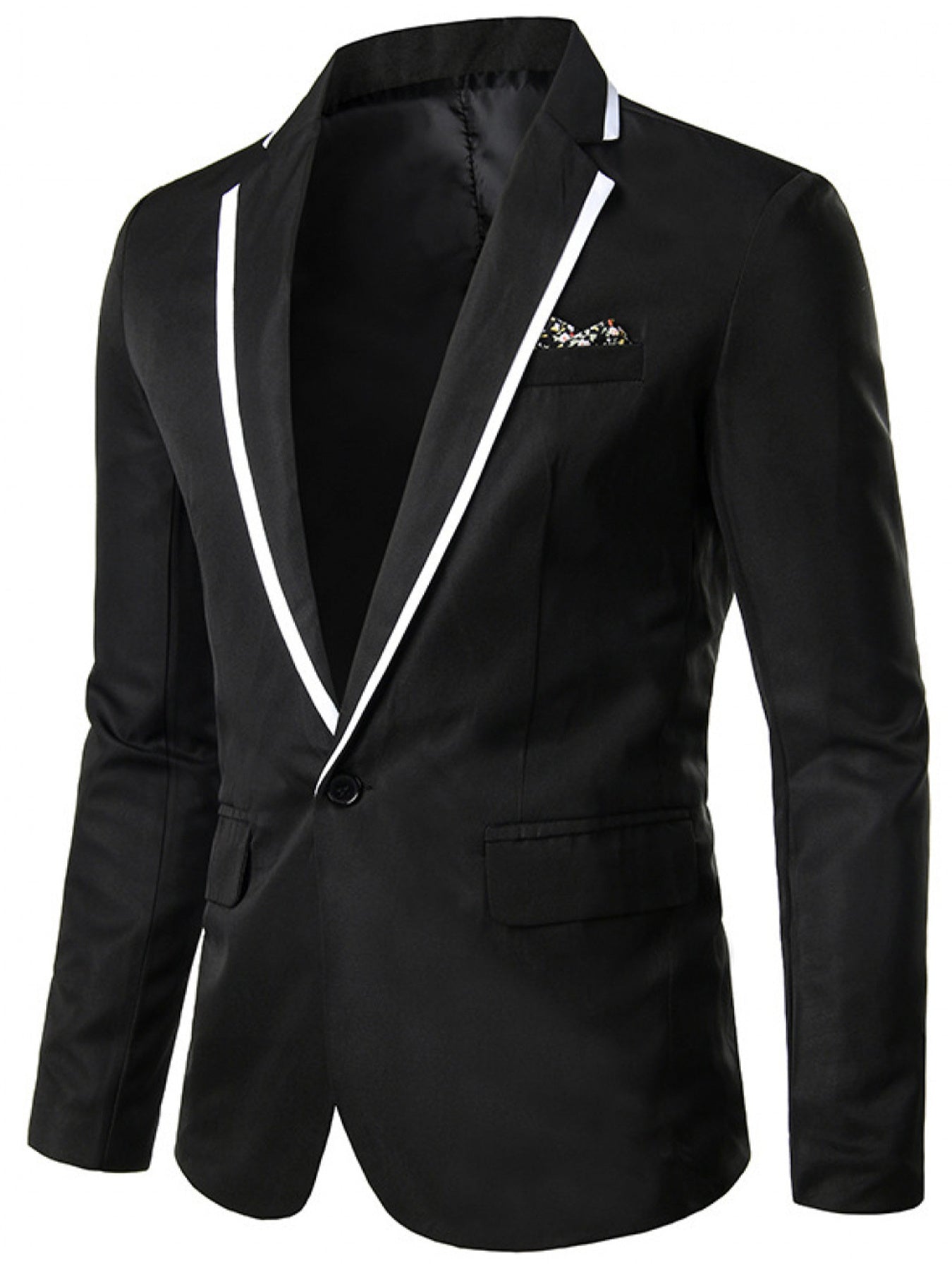 Men's solid color casual lapel jacket made of polyester, stylish outerwear from SHOWLU FASHION STORE, displayed on a hanger.