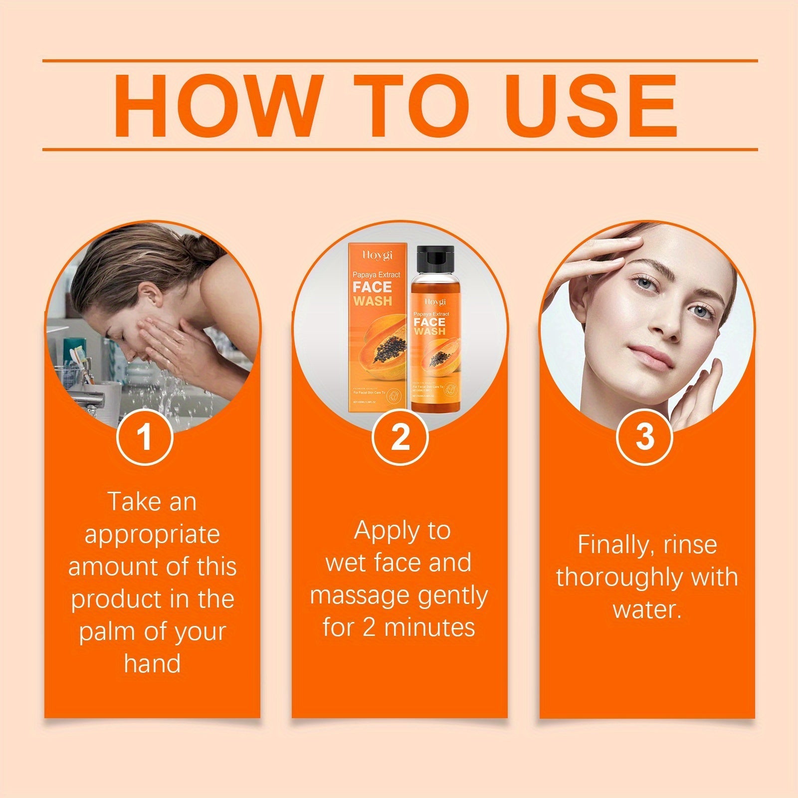 Hoygi Papaya Face Wash by SHOWLU FASHION STORE, moisturizing lotion for all skin types, showing the product bottle and fresh papaya.