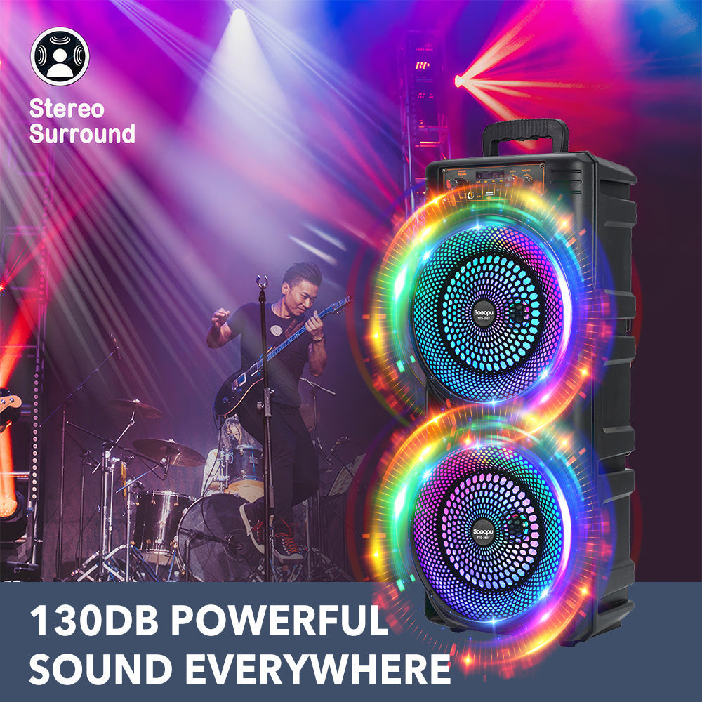 SHOWLU 6000W dual wireless speaker with 8.5-inch heavy bass, TWS party system, portable design, ideal for music and events.