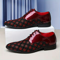 SHOWLU FASHION men's British business casual lace-up pointed toe shoes, brown leather with sleek design and stitching details.
