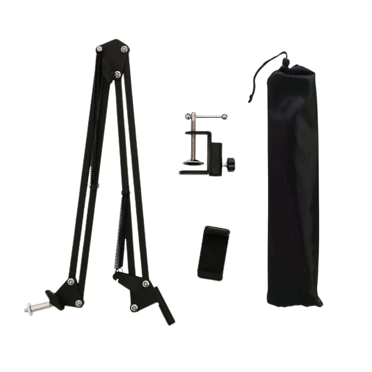 Lacyfans aluminum desktop tripod for phone and camera, overhead stand with adjustable arm for photography and video recording.