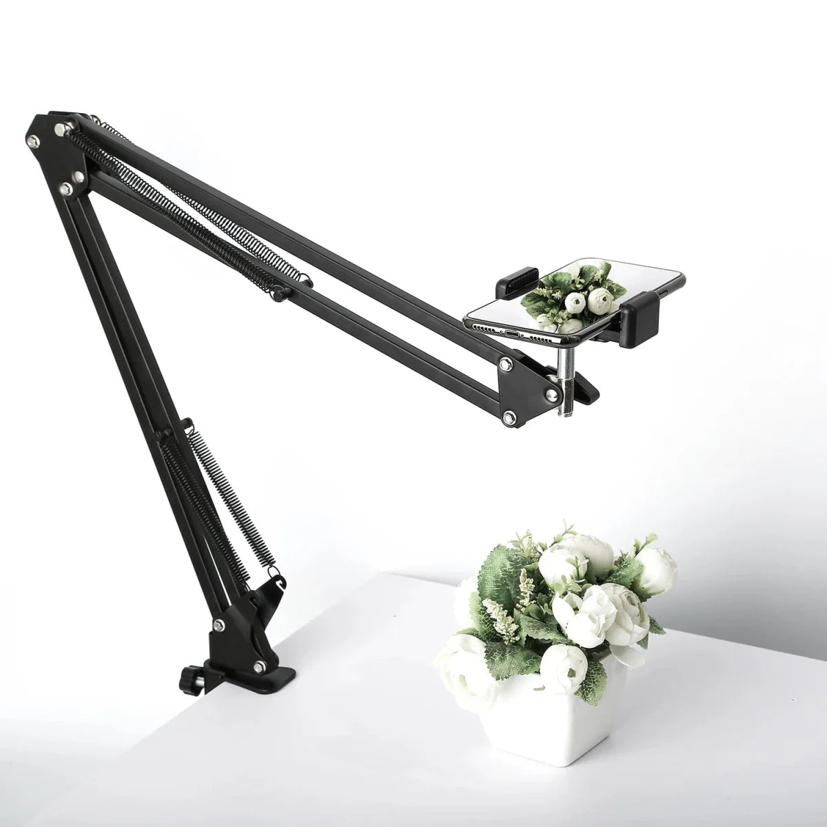 Lacyfans aluminum desktop tripod stand for phone and camera, overhead shot photography arm, compatible with ring lights and lamps