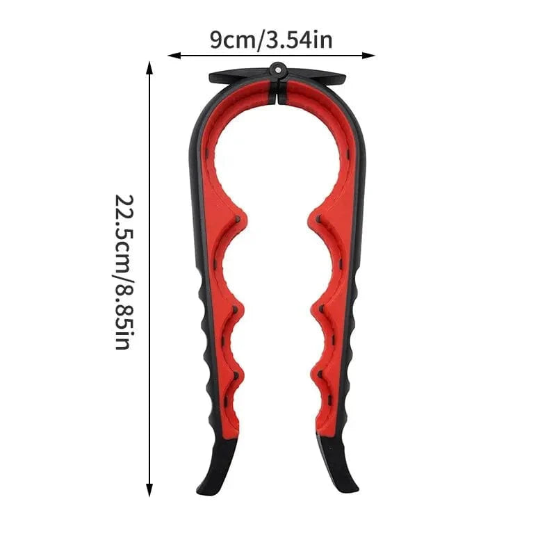 Showlu 4-in-1 multi-functional bottle opener with anti-slip grip, capable of opening cans, bottles, and caps in four positions.