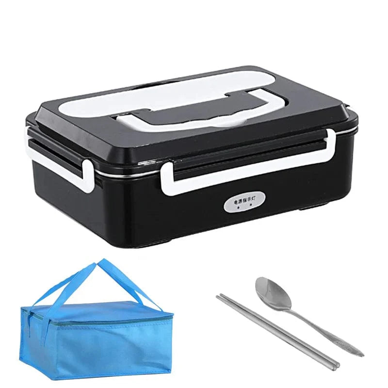Stainless steel FusionHeat electric lunch box by Showlu Fashion Store, designed for car and home food warming.