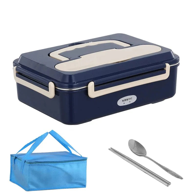 FusionHeat electric lunch box by Showlu Fashion Store, stainless steel car and home food warmer with dual-use design.