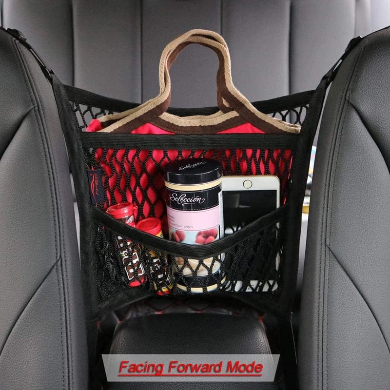 Showlu Car Storage Net Bag between seats, elastic mesh pet barrier and seat organizer, auto accessories for vehicle organization