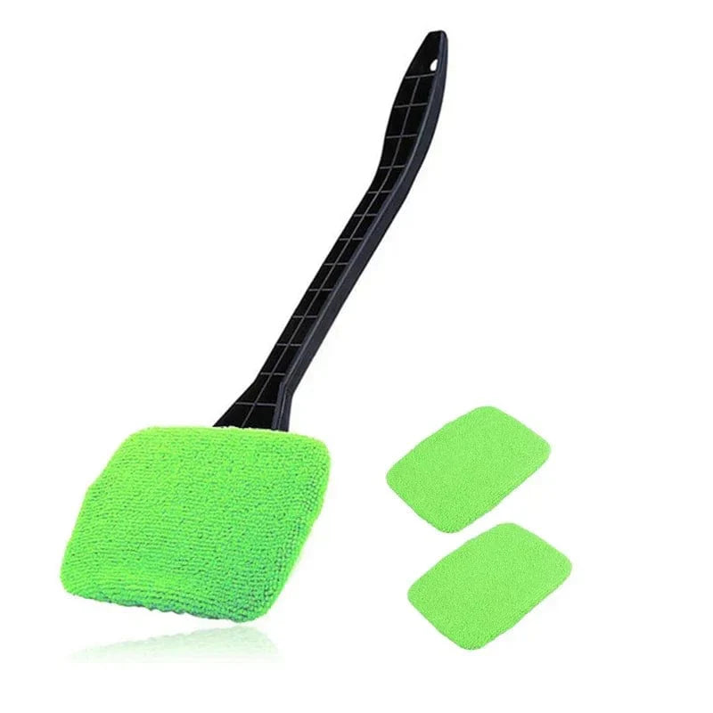 Showlu Car Window Cleaning Brush Kit with long handle for windshield and auto glass cleaning, including wiper and cleaning towel accessories.