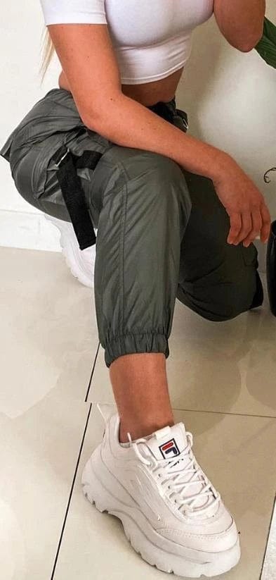 Cargo Pants Women Streetwear Autumn and Winter New Fashion Tight Versatile Casual Loose Waist Patch Pocket Trousers for Female - SHOWLU FASHION STORE