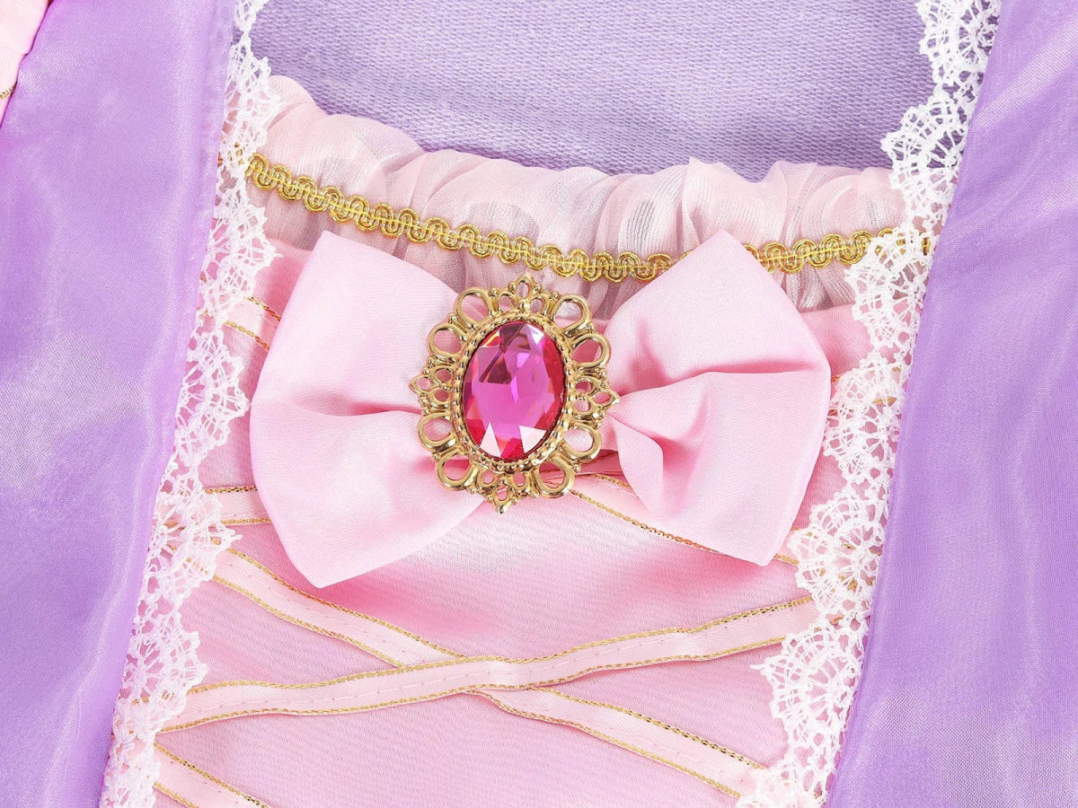 Showlu Girls Rapunzel Princess Dress costume with wig, perfect for kids' birthday parties, cosplay, and Halloween fun.