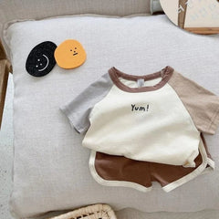 Cartoon Sport Short Sleeve Outfits Kids Fashion Trendy Two Pieces Sets Color Matching T-shirts+Shorts Boys Baby Summer Clothing - SHOWLU FASHION STORE