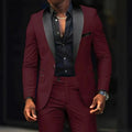 Men's SHOWLU slim fit wedding suit with cotton wool fabric, shawl lapel blazer, and matching pants for formal occasions.