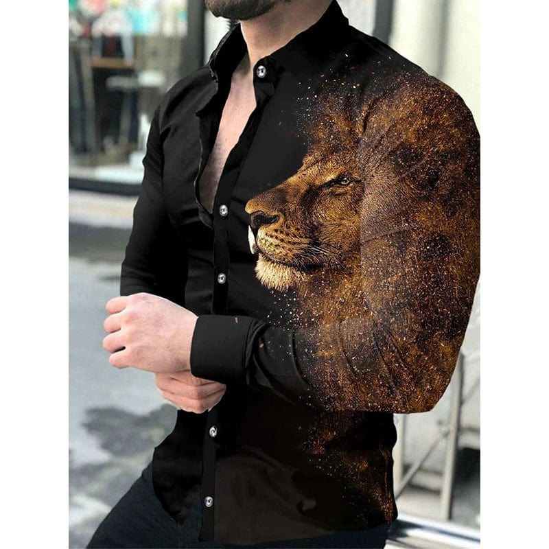 Men's slim fit floral print long sleeve casual shirt by SHOWLU FASHION, featuring vibrant floral pattern and comfortable fit.