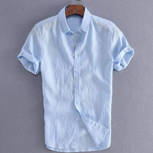 Men's casual loose lapel long sleeve slim fit shirt by Showlu Fashion, featuring a relaxed fit and stylish design.