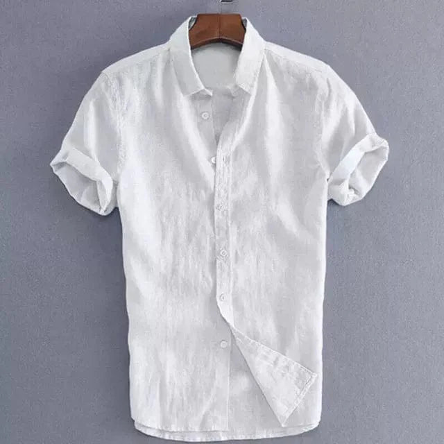 Showlu Fashion men's casual long sleeve shirt with a loose fit, slim design, and lapel collar, suitable for everyday wear.