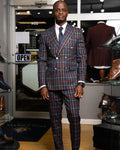 NCDIMS men's 2-piece grid wedding suit with slim fit jacket and pants, casual or formal wear for groom or special occasions