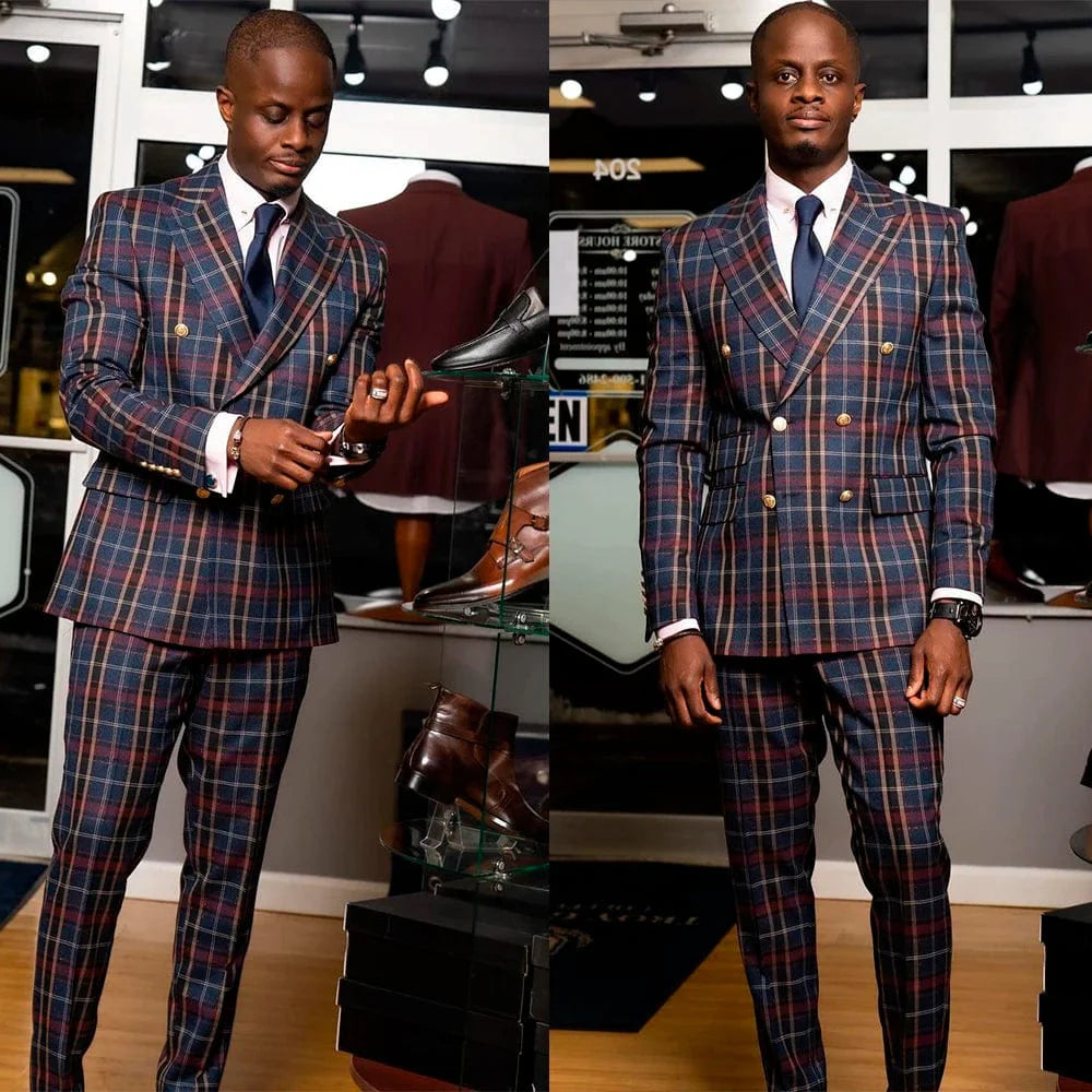 NCDIMS men's 2-piece grid wedding suit by SHOWLU FASHION STORE, slim fit jacket and pants for formal or casual occasions