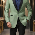 SHOWLU Men's shawl collar suit jacket with paisley tailcoat design, solid polyester fabric, casual sports style, single-button closure.