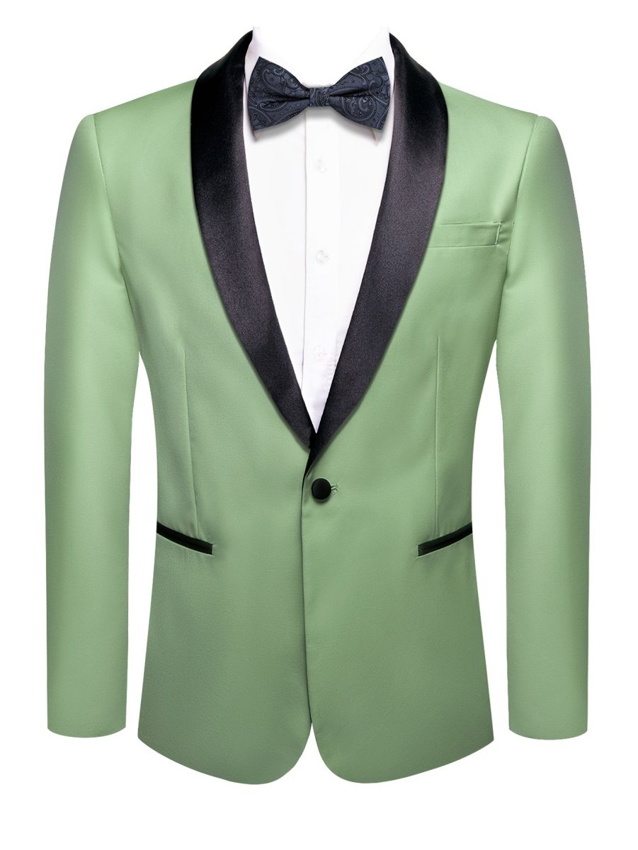 SHOWLU Men's shawl collar suit jacket in solid polyester with paisley tailcoat design, casual sports style, single-button front.