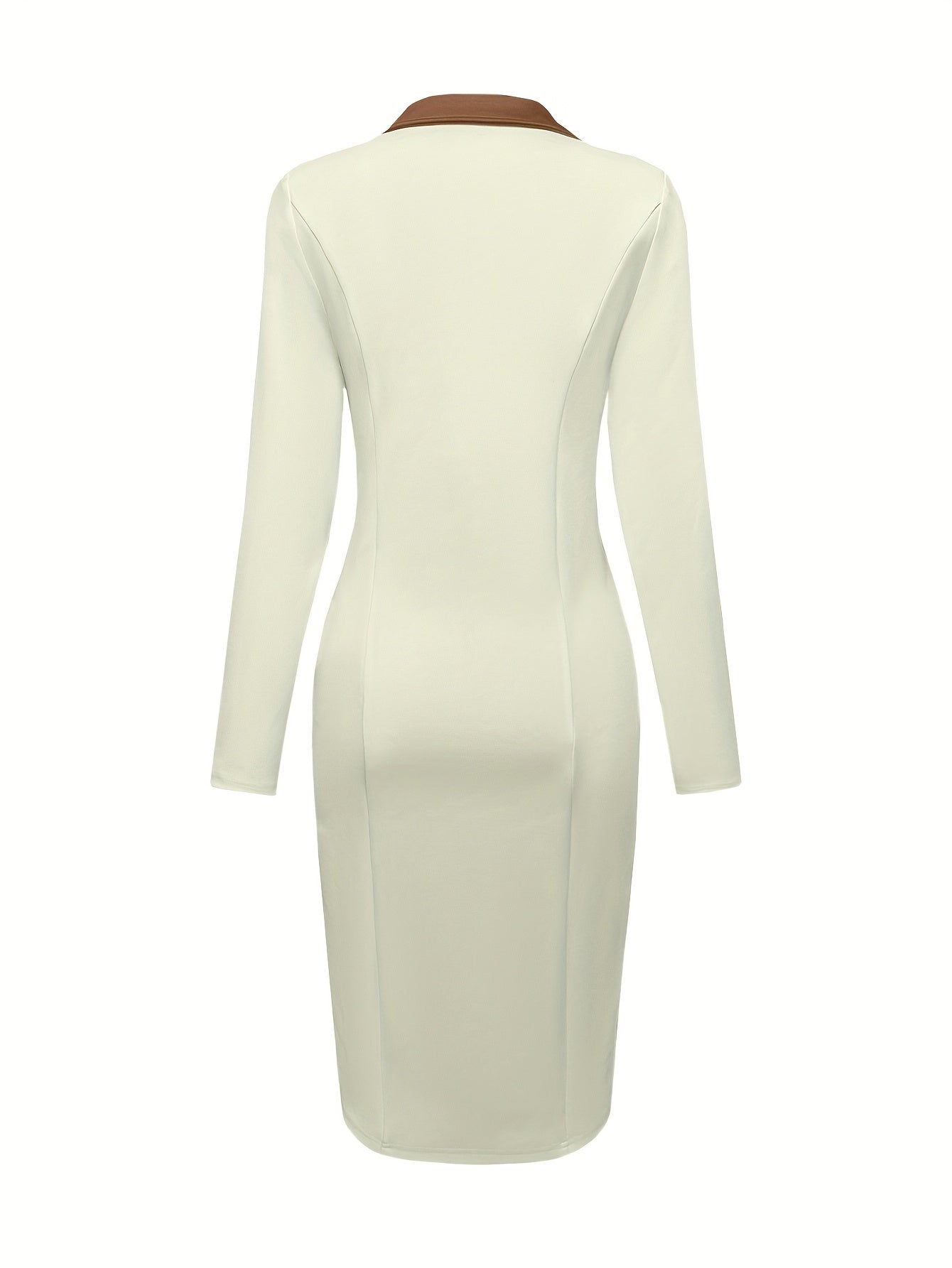 Elegant women's fit and flare lapel knit dress by SHOWLU FASHION, showcasing a stylish and sophisticated design.