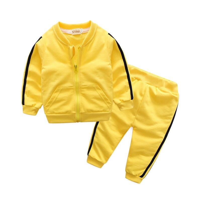 Baby boy in SHOWLU FASHION striped cotton bomber jacket and matching pants, casual sports set for infants.