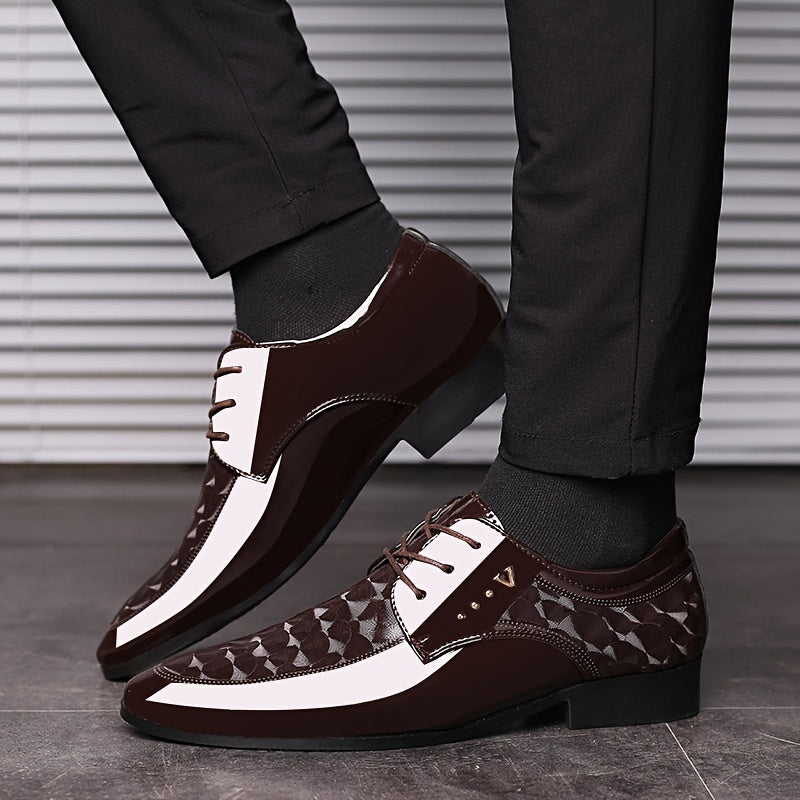 SHOWLU Men's classic British oxford shoes with faux leather pointed toe design, stylish and formal footwear.