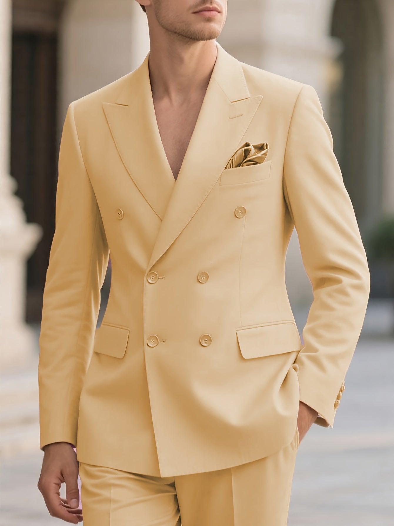 SHOWLU men's slim fit 2-piece suit with notched lapel, formal wedding coat, tailored for a sleek and modern look.