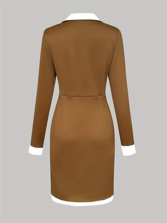 Women's Elegant Office to Party Dress - Structured Business suit-like with Button Front, Chest Buttons, and Flared Hem - Formal & Casual Outfits - Easy Hand Wash Care - Women's Professional & Formal Attire