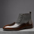 SHOWLU Men's retro British business boots with pointed toe and zipper, stylish leather shoes for formal or casual wear.