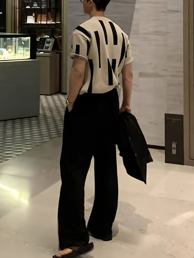 [New Sweater] Men's Short-Sleeve Knitted Sweater | New Cross-Border with Round Neck