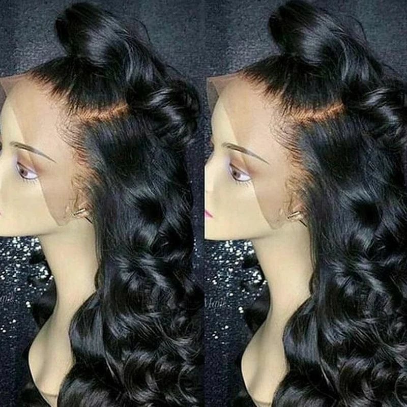 Brazilian human hair lace front wig with pineapple wave texture, natural color, and baby hair, showcasing Showlu Fashion's virgin hair style.