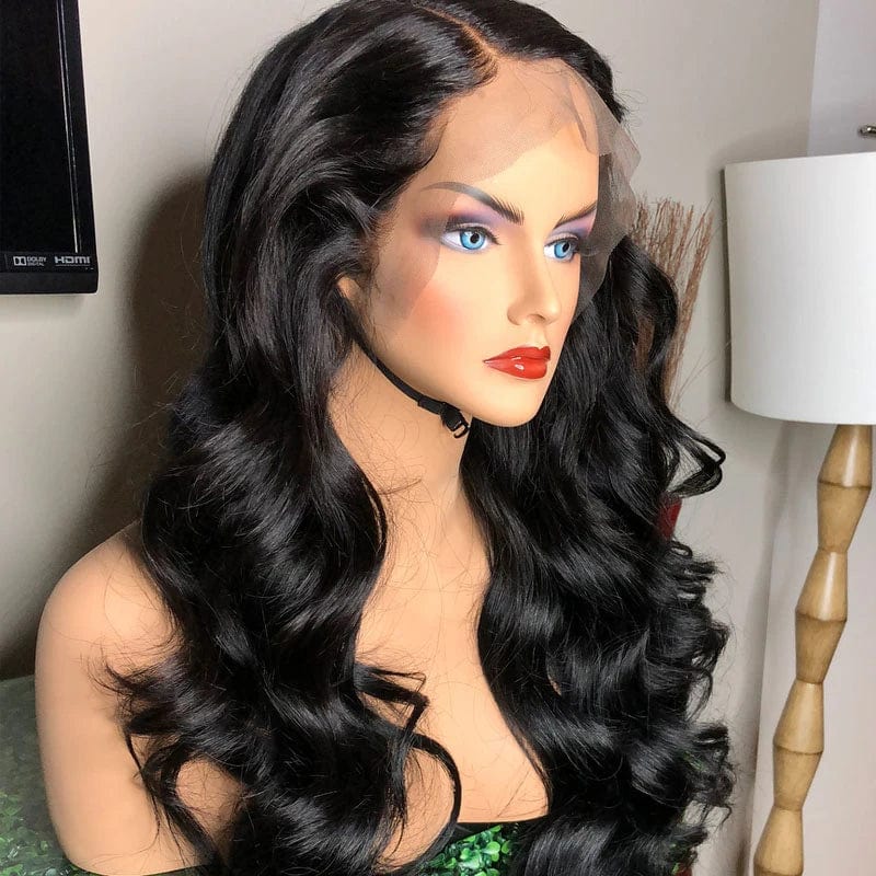 Brazilian human hair lace front wig with pineapple wave style, natural color, and baby hair from Showlu Fashion.
