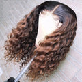 Showlu HD transparent deep curly lace frontal wig made of virgin Brazilian human hair with natural wave and full lace construction.