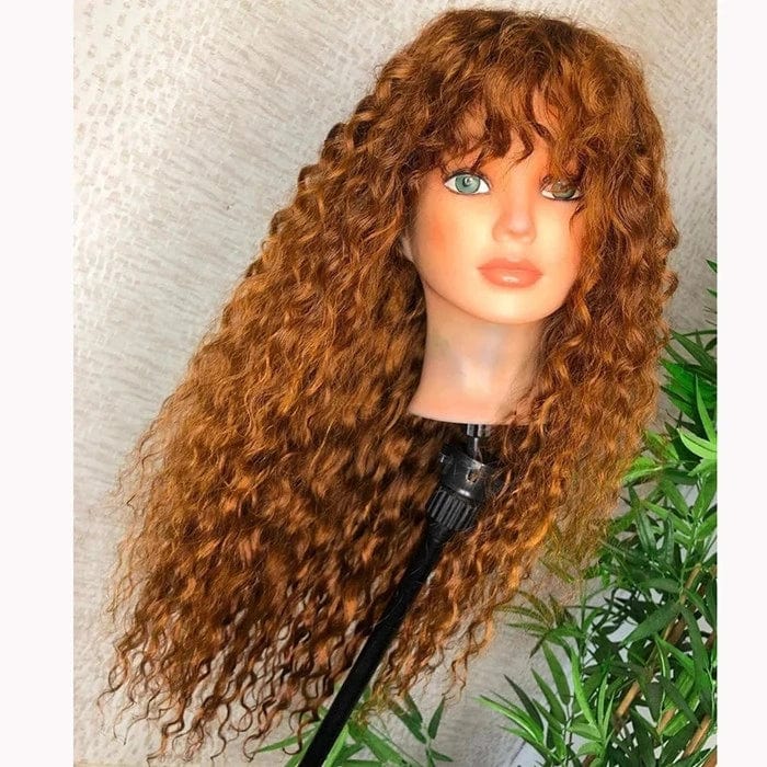 Showlu HD transparent deep curly lace frontal wig made from virgin Brazilian human hair, featuring full lace construction.