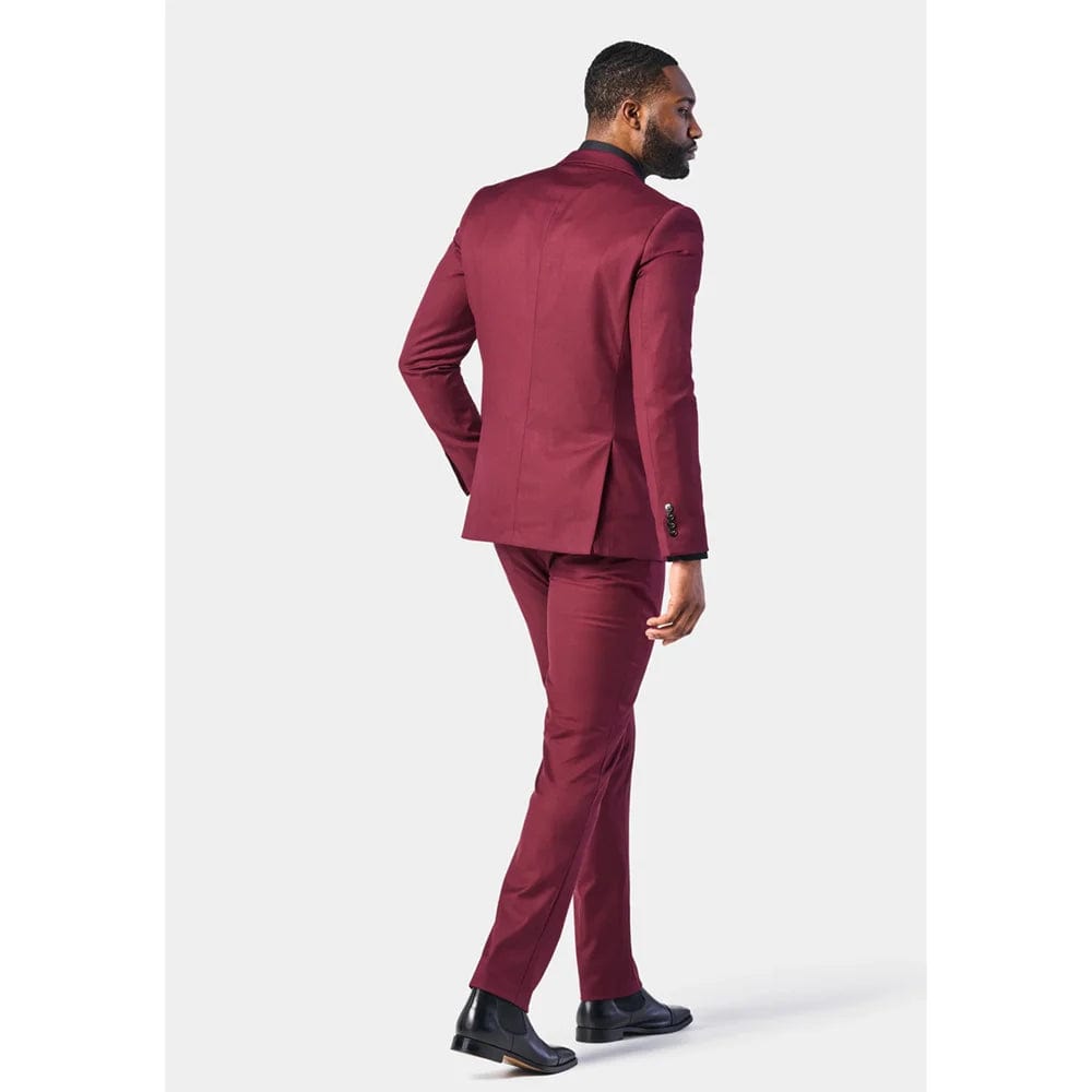 Chic Notch Lapel Single Breasted Men Suits Burgundy Formal Business Casual Office Male Suit Fashion Wedding Tuxedo 2 Piece - SHOWLU FASHION STORE