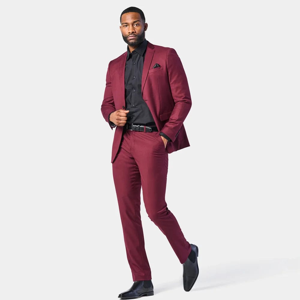 Chic Notch Lapel Single Breasted Men Suits Burgundy Formal Business Casual Office Male Suit Fashion Wedding Tuxedo 2 Piece - SHOWLU FASHION STORE