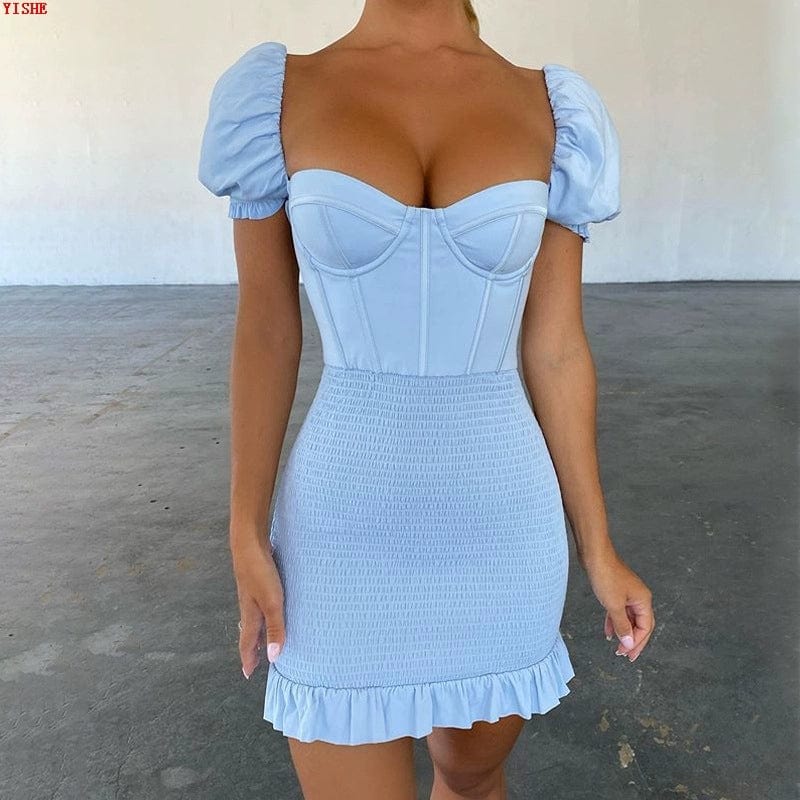 Showlu Women's square neck sheath dress, elegant summer style, fitted silhouette, and classic design for chic occasions.