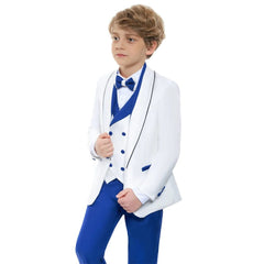 Child Royal Blue Formal Slim Fit Suit Set Boys Birthday Performance Photography Costume Kids Blazer Vest Pants Bowtie Outfit - SHOWLU FASHION STORE