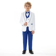 Child Royal Blue Formal Slim Fit Suit Set Boys Birthday Performance Photography Costume Kids Blazer Vest Pants Bowtie Outfit - SHOWLU FASHION STORE