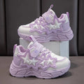Girls' star running sneakers by SHOWLU FASHION STORE, breathable PU leather shoes with anti-skid rubber soles for kids.